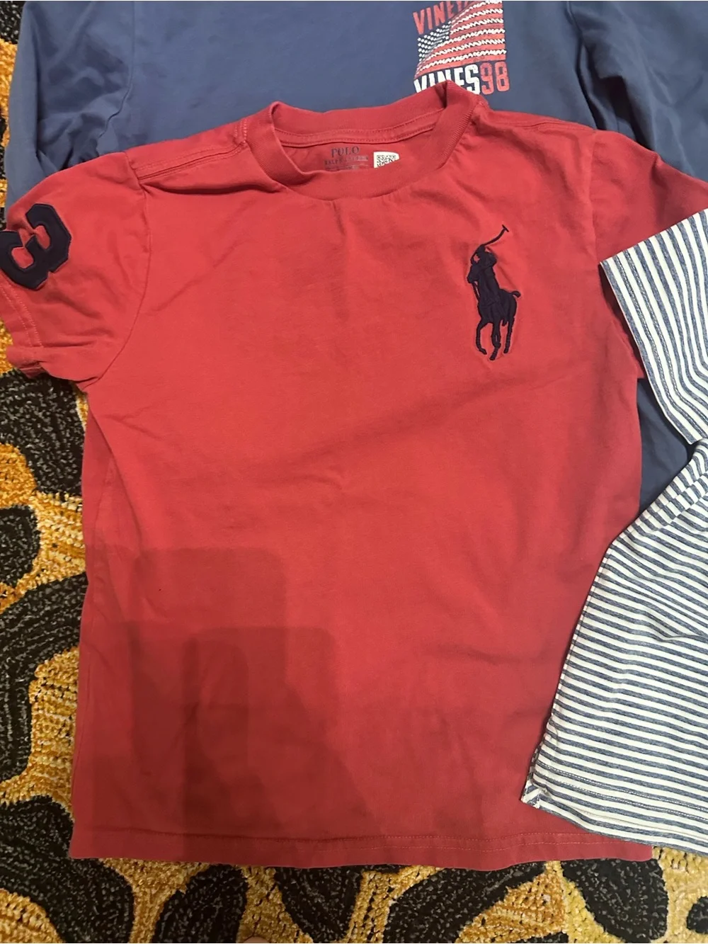 Ralph Lauren Red Polo Short Sleeve Shirt with Navy Pony Embroider